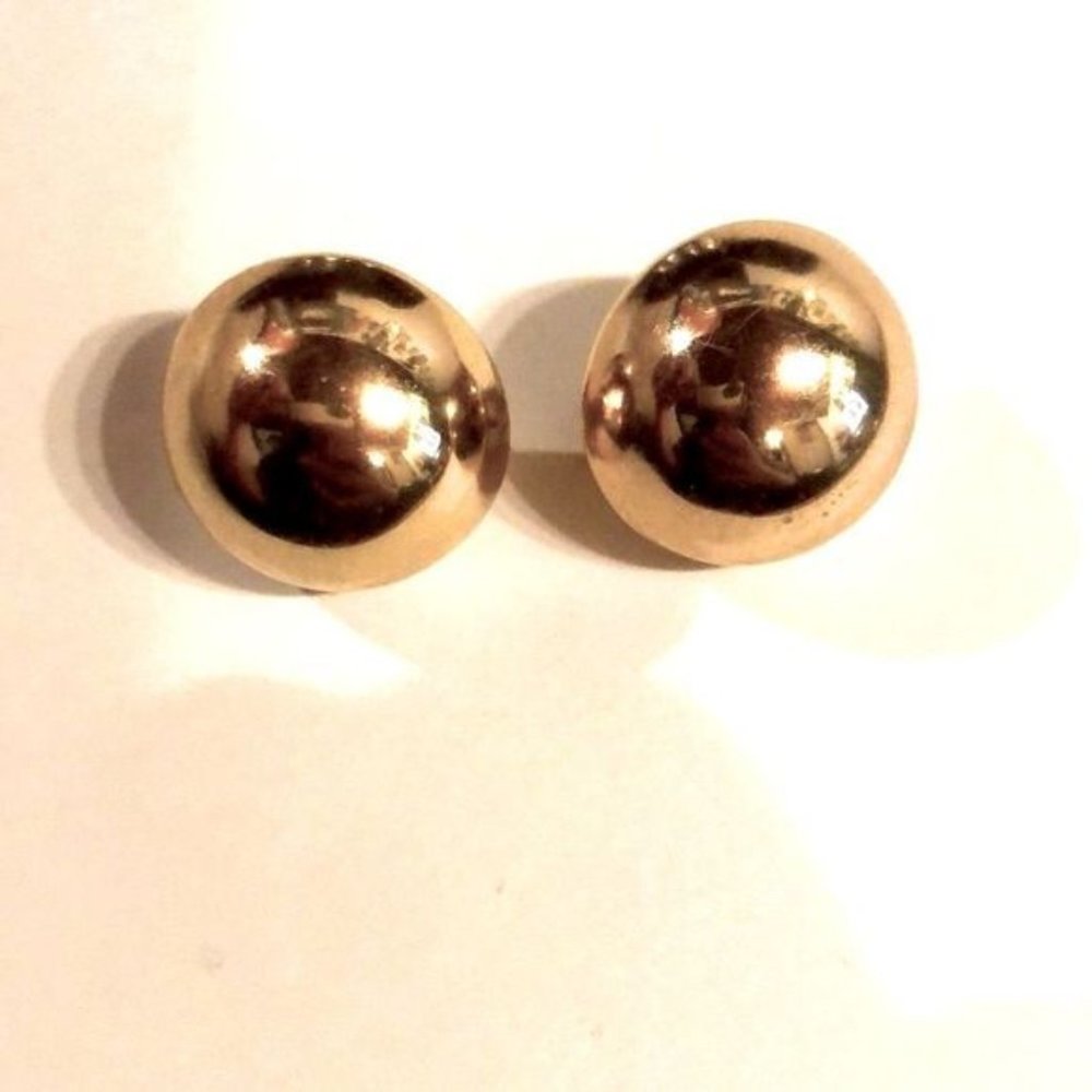Vintage Gold Tone?Half Moon Clip On Earrings